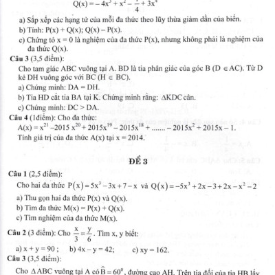 BỘ ĐỀ KIỂM TRA TOÁN 7 (BÁM SÁT SGK CHÂN TRỜI SÁNG TẠO)