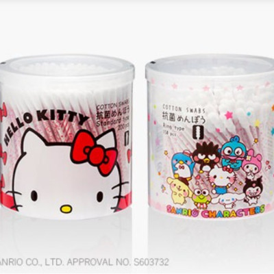 Hộp tăm bông vệ sinh tai Sanyo in họa tiết đáng yêu cho bé - Nội địa Nhật Bản