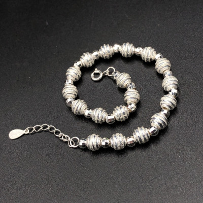 Lắc , Vòng Tay Nữ Bạc Ta Bi Phay Cát 3D BẠC HIỂU MINH LTU522S