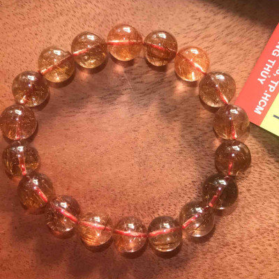 CHIẾC VÒNG THẠCH ANH TÓC ĐỎ VIP ĐẸP SIZE 11mm NỮ MẠNG HOẢ mạng THỔ ĐÁ THIÊN NHIÊN  