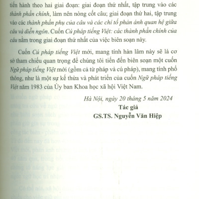 Cú Pháp Tiếng Việt - Các Thành Phần Chính Của Câu (Sách chuyên khảo) 