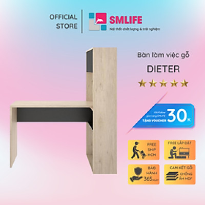 Bàn làm việc gỗ công nghiệp tiện lợi kèm giá sách SMLIFE Dieter