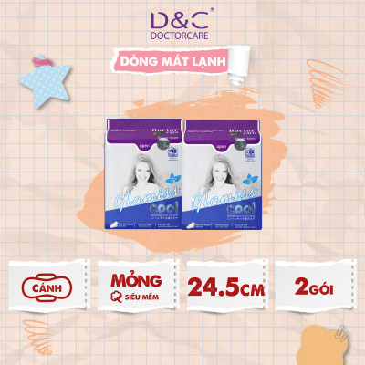 Combo 2 Băng vệ sinh thảo dược Glamiss Cool ban ngày 24cm siêu mát siêu khô thoáng