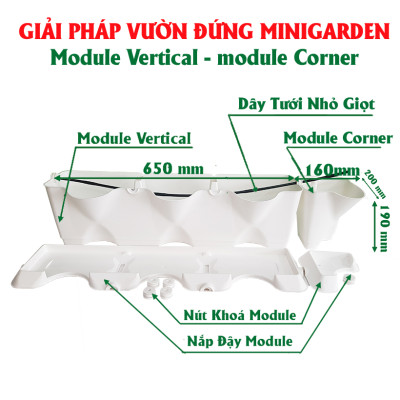 CHẬU MODULE TRỒNG RAU BAN CÔNG NHẬP KHẨU BỒ ĐÀO NHA (1 BỘ gồm 1 Module + Nắp đậy + 6 nút khóa)