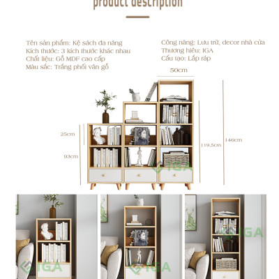 Tủ Sách Đa Tầng S Style Phong Cách Nordic Thương Hiệu IGA - GP144