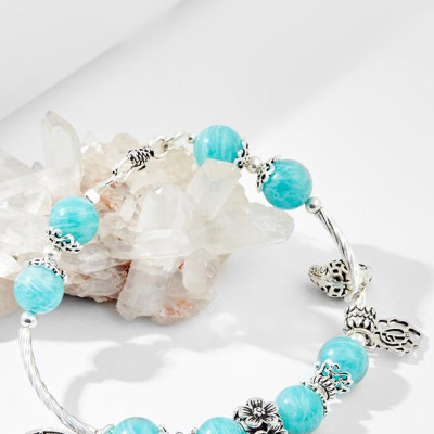 Vòng tay đá Amazonite charm voi bạc Ngọc Quý Gemstones