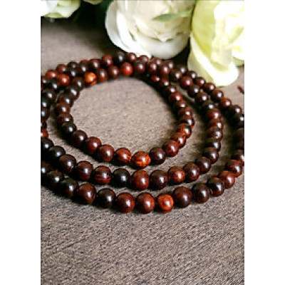 Chuỗi vòng tay 108 hạt gỗ sưa đỏ loại 8-10 ly nam nữ đều đeo đẹp