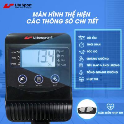 Xe Đạp Tập Lifesport LS-5977, Xe Đạp Tập Khung Sườn Chắc Chắn, Kháng Lực Đa Cấp Độ, Mà Hình Hiển Thị Chi Tiết Thông Số