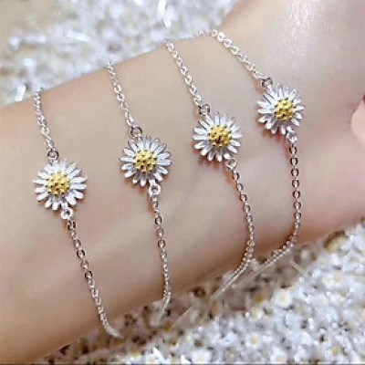 Lắc tay bạc 925 hoa cúc họa mi xinh xắn dễ thương Dế Bạc_LT4506