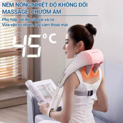 ￼Máy Massage cổ vai gáy Eazylife, nén nóng hồng ngoại 6D, Đai Mát Xa Đa Năng