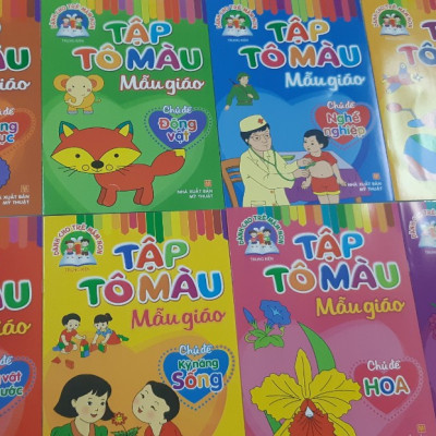 Combo 2 túi : Chuẩn bị cho bé vào lớp 1 (túi 10 cuốn ) + Tập tô màu Mẫu Giáo ( túi 8 cuốn )