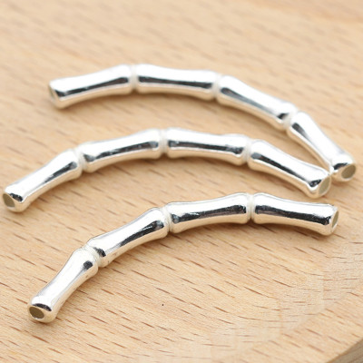 Combo 6 cái charm bạc hình ống đốt tre xỏ ngang - Ngọc Quý Gemstones