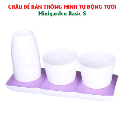 Chậu Để Bàn Thông Minh Tự Động Tưới và Tự động bón phân trong 2 tháng Minigarden Basic S Pots (1 bộ gồm 1 bình chứa nước, 2 chậu trồng và 3 túi dinh dưỡng). Phù hợp trồng cây trong gia đình, văn phòng với thiết kế gọn nhẹ, sang trọng và ít chăm sóc cây