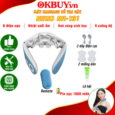 Máy massage cổ xung điện 8D Nikio NK-131 - Rung nóng kết hợp ánh sáng sinh học