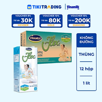 Thùng 12 Hộp Sữa tiệt trùng Flex không đường 1L