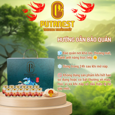 Yến chưng Đường phèn PUTANEST hộp quà tặng cao cấp 12 hũ 70ml đẹp da ngủ ngon tăng sức đề kháng