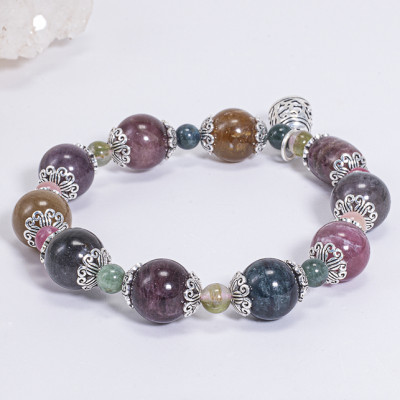 Vòng Tay Phong Thủy Nữ Đá Tourmaline Phối Charm Chuông Bạc (10mm) Nhiều Mệnh Ngọc Quý Gemstones