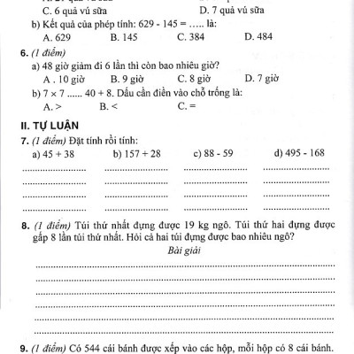 Bộ đề kiểm tra môn toán lớp 3 - Chân trời sáng tạo