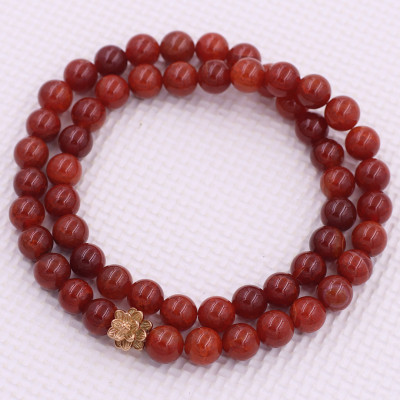 [Mệnh Hỏa, Thổ] Vòng Chuỗi Niệm Phật Đá Vân Rồng Đỏ 12 Ly 54 Hạt Charm Hoa Sen Inox, Vòng Chuỗi Phật Giáo, Chuỗi Niệm Phật Hạt To - Phong Thủy 868