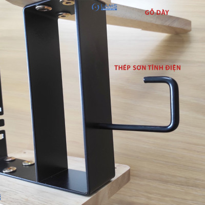 Giá treo nón bảo hiểm, áo khoác, chìa khóa chât liệu gỗ + thép không gỉ GTN24