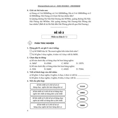 Sách - 100 Đề Kiểm Tra Toán Lớp 4 - Biên Soạn Theo Chương Trình Mới - Khang Việt Book