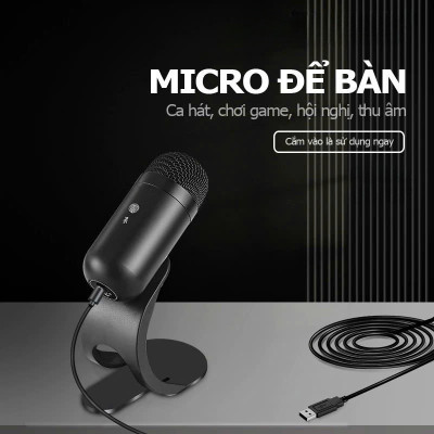 Micro USB Mic Thu Âm Condenser Podcast, Livestream, Radio, ASMR Microphone Phòng Thu Studio PC Microphone Chuyên Nghiệp Thu Âm Rõ Nét Chống Ồn Độ Nhậy Cao LED MÀU HỒNG - Hàng Chính Hãng