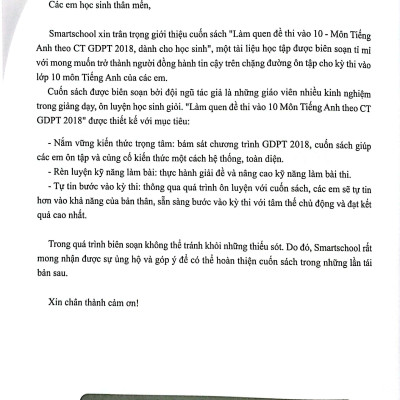 Sách - Làm Quen Đề Thi Vào 10 - Môn Tiếng Anh - Theo CT GDPT 2018 - Dành Cho Học Sinh