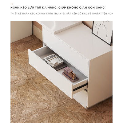 Bàn trang điểm đẹp xoay thông minh có tủ 3 ngăn kéo gỗ mdf phủ melamin chống xước thương hiệu IGA - GP325