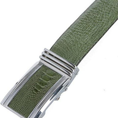 Thắt lưng nam da đà điểu Huy Hoàng bản lớn màu xanh rêu HT4477