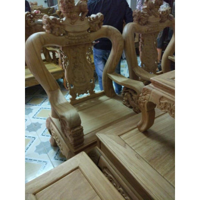 Bộ bàn ghế giả cổ nghê đỉnh gỗ gõ đỏ