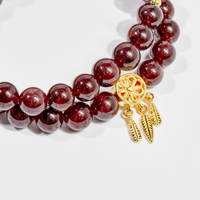 Vòng chuỗi hạt đeo tay 2 line đá garnet 8mm mệnh hỏa , thổ - Ngọc Quý Gemstones