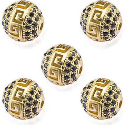 Combo 5 cái Charm hợp kim tròn đính đá có hoa  văn xỏ ngang - Ngọc Quý Gemstones