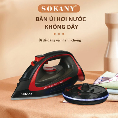 Bàn ủi hơi nước cầm tay không dây cao cấp SoKANY SK-9518 thiết kế đặc biệt chống nhỏ giọt, ủi phẳng mọi loại vải - HÀNG CHÍNH HÃNG