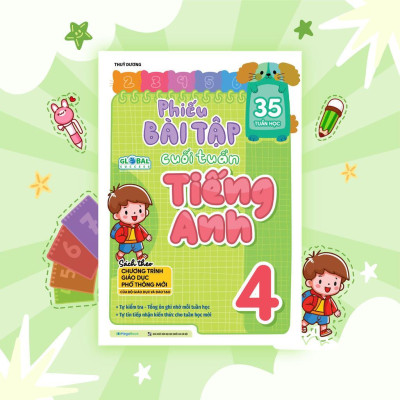 Sách - Phiếu Bài Tập Cuối Tuần Toán, Tiếng Việt, Tiếng Anh Lớp 4 - Combo 3 Cuốn - Megabook