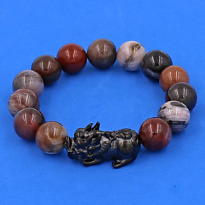 Vòng tay chuỗi hạt gỗ hóa thạch cẩn tỳ hưu TH32 (14cm)