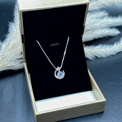 Dây Chuyền Bạc 925 Trăng Sao Siêu Sáng Chính Hãng Bạc Hiểu Minh DMD511