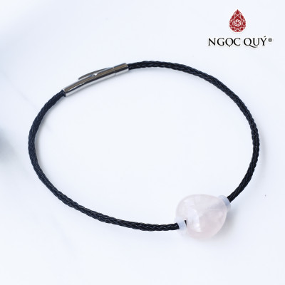 Vòng dây thép đá trái tim thạch anh hồng mệnh hỏa, thổ - Ngọc Quý Gemstones