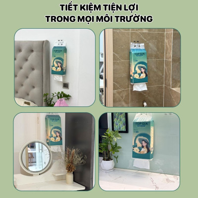 Khăn giấy Top Gia treo tường Sắc Việt, siêu mềm mịn, an toàn cho da, bịch 1280 tờ