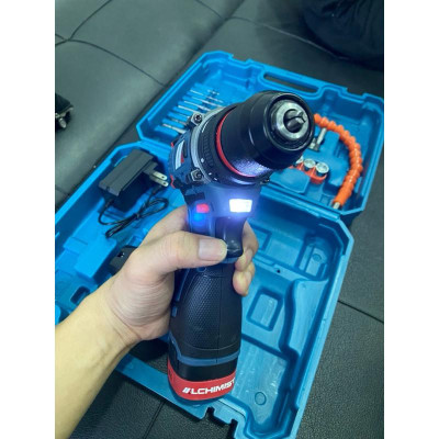 Bộ máy khoan pin động cơ không chổi than 18v cao cấp 2 pin công suất cao kèm hộp, phụ kiện và sạc
