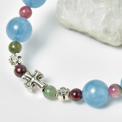 Vòng Chuỗi Mân Côi Đá Aquamarine Ni 52 - Ngọc Quý Gemstones