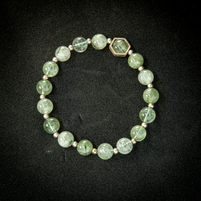 Vòng Tay Đá Phong Thủy Nữ Thạch Anh Tóc Xanh Thiên Nhiên AAAA Mạng Mộc - Hỏa VT056