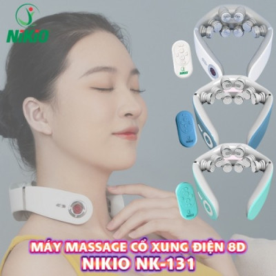 Máy massage cổ xung điện 8D Nikio NK-131 - Rung nóng kết hợp ánh sáng sinh học