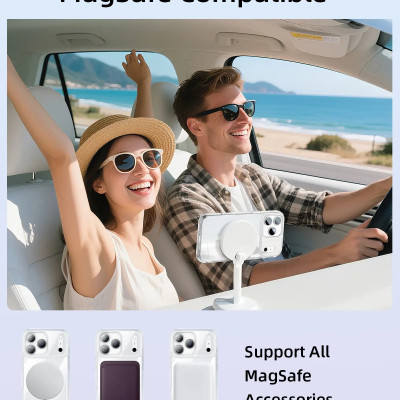 [dành cho Iphone 17] Ốp Lưng  Sạc Từ Tính có Chân Đế cho Iphone 17 Series Magnetic Mipow Kingbull Tempered Glass StandX_ Hàng chính hãng