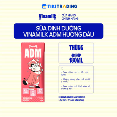 Thùng 48 Hộp sữa dinh dưỡng Vinamilk ADM Gold IQ Hương dâu 180ml