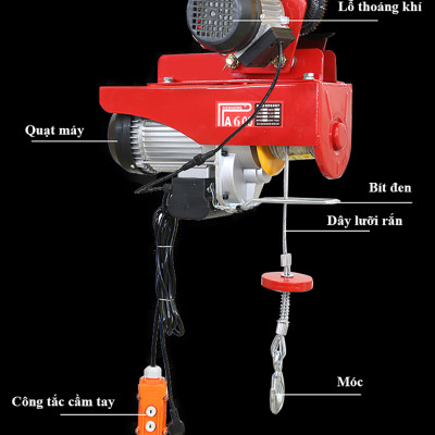 Bộ Tời Điện Kèm Rùa ABG PA600 (300/600Kg) 30 Mét - Giúp Máy Tời Treo Nâng Hạ Vật Nặng Dễ Dàng Trong Nhà Xưởng Công Nghiệp Và Đời Sống, Nâng Kéo Linh Hoạt, Hiệu Quả Cao - Hàng Chính Hãng