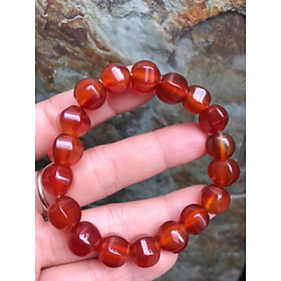 VÒNG ĐÁ MÃ NÃO KHẾ ĐỎ CAM  SIZE VÒNG 10MM  NỮ MẠNG HOẢ MẠNG THỔ 