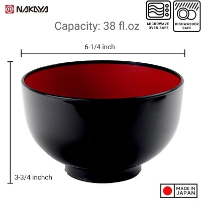 Bát nhựa tròn to màu đen (Ø16x9.6cm) - Hàng nội địa Nhật Bản nhập khẩu chính hãng