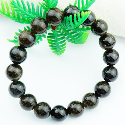 Vòng tay thạch anh tóc đen Rutilated Quartz tự nhiên 10 li 18 hạt