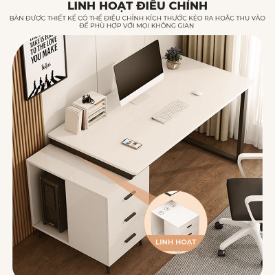 Bàn làm việc kèm tủ hồ sơ đa năng chất liệu gỗ MDF phủ melamine thương hiệu IGA - GM196