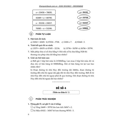 Sách - 100 Đề Kiểm Tra Toán Lớp 4 - Biên Soạn Theo Chương Trình Mới - Khang Việt Book